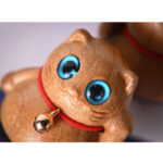 Buddha Stones Mini Lucky Cat Kitten Phoebe Zhennan Wood Blessing Decoration Decorations BS 20