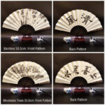 Buddha Stones Great Wall Mountains Trees Crane Bamboo Handheld Silk Bamboo Folding Fan 33.5cm Folding Fan BS 7