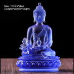 Buddha Stones Medicine Buddha Handmade Liuli Crystal Art Piece Compassion Statue Home Office Offering Decoration Decorations BS 7.5*5.5*12cm Medicine Buddha