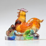 Buddha Stones Year of the Dragon Handmade 12 Chinese Zodiac Liuli Crystal Art Piece Protection Home Office Decoration Decorations BS Rooster About 8.5*5.5*8cm