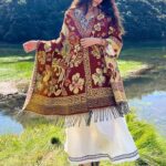 Buddha Stones Tibetan Flowers Leaves Pattern Design Shawl Cozy Travel Scarf Wrap Tibetan Shawl BS 34