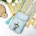 Buddha Stones Small Embroidered Flowers Crossbody Bag Shoulder Bag Double Layer Cellphone Bag Crossbody Bag BS 18