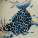 Buddha Stones Koi Fish Arowana Ceramic Gaiwan Sancai Teacup Kung Fu Tea Cup With Lid 130ml Cup BS 21
