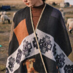 Buddha Stones Tibetan Shawl Deer Vase Geometric Shapes Winter Cozy Travel Scarf Wrap Tibetan Shawl BS 9
