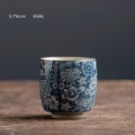 Buddha Stones Blue Lotus Peach Blossom Chrysanthemum Design Ceramic Teacup Kung Fu Tea Cups Cup BS 5.7cm*6cm*95ml