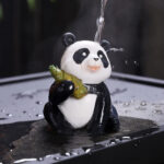 Buddha Stones Color Changing Small Cute Panda Bamboo Tea Pet Resin Home Figurine Decoration Decorations BS 6