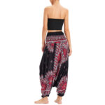 Buddha Stones Two Style Wear Sunflower Loose Smocked Harem Trousers Jumpsuit High Waist Pants Harem Pants BS 3