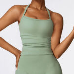 Buddha Stones Solid Color Crop Tank Top High Waist Shorts Sports Fitness Gym Yoga Outfits 2-Piece Outfit BS 54