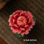Buddha Stones Tibetan Lotus Blessing Ceramic Stick Incense Burner Decoration Incense Burner BS Red