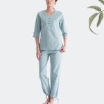 Buddha Stones Yoga Meditation Prayer V-neck Design Cotton Linen Clothing Uniform Zen Practice Women's Set Clothes BS 2