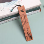 Buddha Stones Plum Orchid Bamboo Chrysanthemum Wood Bookmarks With Gift Box Bookmarks BS Orchid-Rosewood