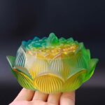 Buddha Stones Lotus Liuli Crystal Healing Meditation Incense Burner Incense Burner BS Gradient Lotus 11.5*6.7cm