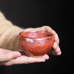 Buddha Stones Handmade Chinese Jianzhan Lotus Design Ceramic Teacup Kung Fu Tea Cup Jian Zhan Tea Cup BS 6