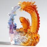 Buddha Stones Feng Shui Dragon Koi Fish Handmade Liuli Crystal Art Piece Home Office Decoration Decorations BS 2