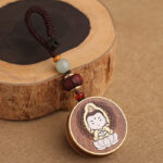 Buddha Stones Ebony Wood Rosewood Buddha Avalokitesvara Om Mani Padme Hum Balance Car Key Chain Decoration Key Chain BS 16