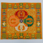 Buddha Stones Flower Endless Knot Prayer Altar Mat Healing Meditation 8 Auspicious Symbols Mat Table Runner Prayer Altar BS 8 Auspicious Symbols Yellow