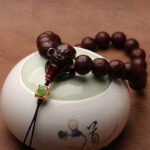 Buddha Stones Tibetan Bodhi Seed Agate Bead Luck Wealth Tassel Charm Wrist Mala Wrist Mala BS 20