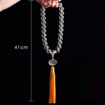 Buddha Stones Natural White Crystal Lotus Wrist Mala Meditation Tassels Pocket Mala Car Decoration Wrist Mala&Decorations BS 6