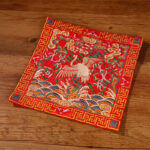 Buddha Stones Crane Phoenix Dragon Kirin Embroidered Cup Mat Pad Tea Cup Coaster Square Kung Fu Tea Mat Tea Mat BS Red Crane