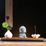 Buddha Stones Meditation Praying Buddha Compassion Serenity Home Decoration Decorations BS Buddha Raises Hand+Base+Vase