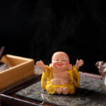 Buddha Stones Color Changing Laughing Buddha Resin Tea Pet Wealth Home Figurine Decoration Decorations BS 8