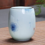 Buddha Stones Koi Fish Lotus Landscape Dandelion Peony Flower Ceramic Teacup Kung Fu Tea Cup Cup BS Dandelion 7.8cm*8.1cm*180ml