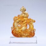 Buddha Stones Year of the Dragon Handmade Liuli Crystal Art Piece Protection Home Office Decoration With Base Decorations BS Small Yellow Dragon 9*5.8*12.5cm/3.54*2.28*4.92Inch
