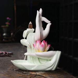Buddha StonesTibetan Lotus Blessing Incense Burner Decoration Decoration BS 1