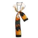 Buddha Stones Dunhuang Frescoes Mountains Sunset Floral Pattern 100% Mulberry Twilly Silk Neck Hair Scarf Silk Scarf BS Poplar Forest Sunset