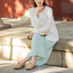 Buddha Stones Long Sleeve Jacket Shirt Top Wide Leg Pants Zen Tai Chi Yoga Meditation Clothing 2-Piece Outfit BS 17
