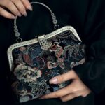 Buddha Stones Butterfly Flowers Metal Handle Handbag Handbags BS 9