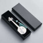 Buddha Stones Classical Musical Instruments Pipa Guzheng Guqin Ruan Metal Bookmarks Tassel With Gift Box Bookmarks BS Silver Ruan-Gift Box