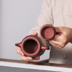 Buddha Stones Handmade Vintage Bamboo Purple Clay Kung Fu Teapot Teapot BS 2