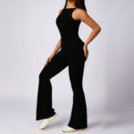Buddha Stones Women Casual Sleeveless Jumpsuit Flare Pants Sports Fitness Yoga Bodysuit Bodysuit BS 9