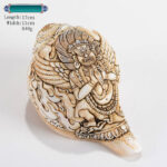 Buddha Stones Tibetan Handmade Engraved Shankha Buddha Avalokitesvara Conch Shell Wealth Decoration Decorations BS Dorjé Phurba Buddha 17*11cm