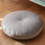 Buddha Stones Lotus Simple Pattern Linen Meditation Seat Cushion Home Living Room Decoration Decorations buddhastoneshop Detachable 40cm*10cm LightGrey