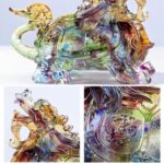 Buddha Stones Feng Shui Dragon Turtle Handmade Liuli Crystal Art Piece Home Office Decoration Decorations BS 9