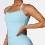 Buddha Stones Solid Color Crop Tank Top High Waist Shorts Sports Fitness Gym Yoga Outfits 2-Piece Outfit BS 39
