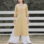 Buddha Stones 2Pcs V-neck Embroidery Yoga Clothing Zen Meditation Cotton Linen Top Pants Women's Set Clothes BS 17