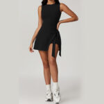 Buddha Stones Solid Color Sports Tennis Yoga Lace-up Women Sports Dress Sports Dress BS 15