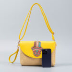 Buddha Stones Hamsa Elephant Flower Straw Woven Crossbody Bag Shoulder Bag Handbag Crossbody Bag BS 5