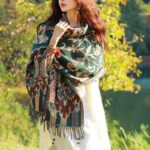 Buddha Stones Tibetan Flowers Leaves Branch Design Tassel Shawl Cozy Travel Scarf Wrap Tibetan Shawl BS 27
