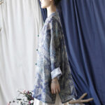 Buddha Stones Birds Flowers Geometry Frog-Button Long Sleeve Ramie Linen Jacket Shirt 2