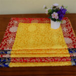 Buddha Stones Brocade Prayer Altar Flower Vajra Dragon Pattern Auspicious Symbols Table Runner Prayer Altar BS 1