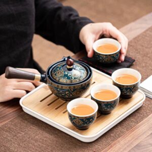 Buddha Stones Chinese Gongfu Tea Set Design Ceramic Teapot Portable Gift Bag Teapot BS main