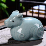 Buddha Stones Chinese Zodiac Wealth Ceramic Tea Pet Home Figurine Decoration Decorations BS Ox 7.5cm*5cm*5.5cm