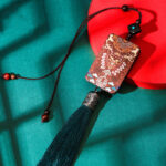 Buddha Stones Handmade Elk Deer Ebony Wood Balance Tassel Car Hanging Decoration Car Hanging Decoration BS 2