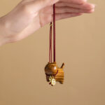 Buddha Stones Ebony Wood Green Sandalwood Lucky Cat Fu Character Lucky Fortune Bell Balance Car Hanging Decoration Car Hanging Decoration BS 9