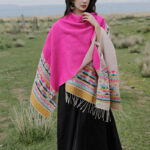 Buddha Stones Tibetan Shawl Colorful Geometry Winter Cozy Travel Scarf Wrap Tibetan Shawl BS 33