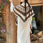 Buddha Stones Tibetan Striped Brown Beige Tassel Shawl Winter Cozy Travel Scarf Wrap Tibetan Shawl BS 3